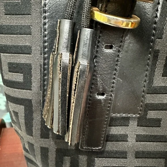 Givenchy Black Jacquard Logo Zip-Top Tote | Leather Trim | Gold Hardware - Picture 10 of 15